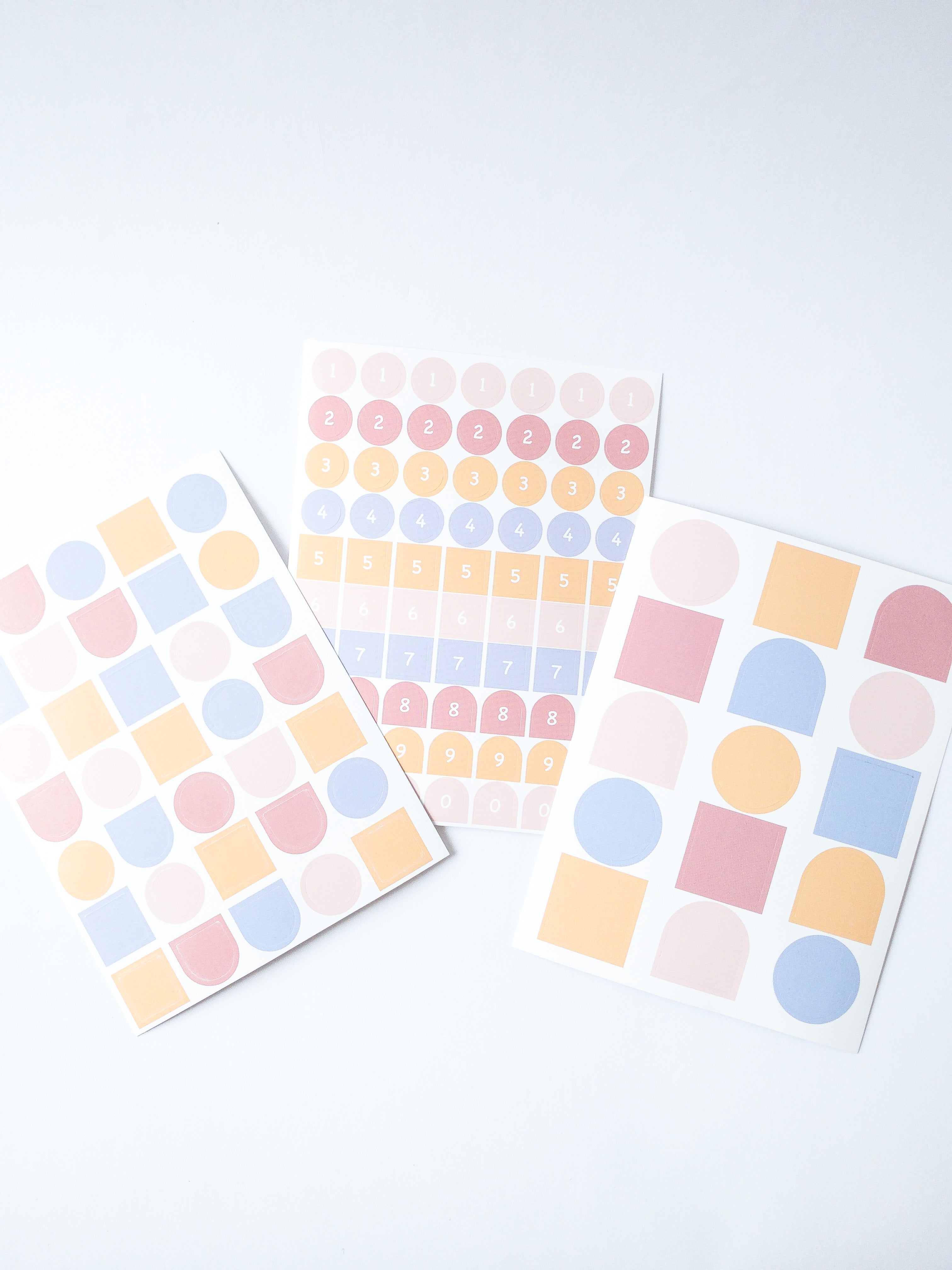 Pastel Shapes and Numbers Stickers – Eggy Cakes